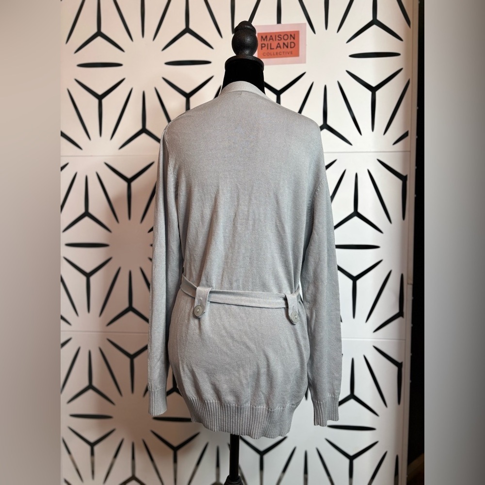 Grace Elements Gray Button-Front Belted Cardigan Size L - Picture 7 of 12